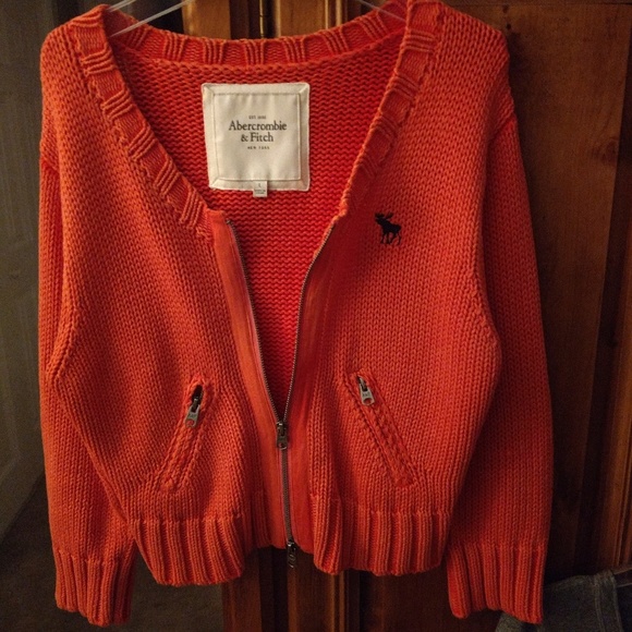 Abercrombie and Fitch Orange Zip Cardigan🎃 - Picture 2 of 8